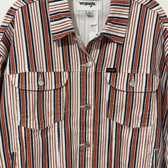 Wrangler Oversized Girlfriend Jacket in Americana Stripe Women's Size XL - Picture 2 of 6